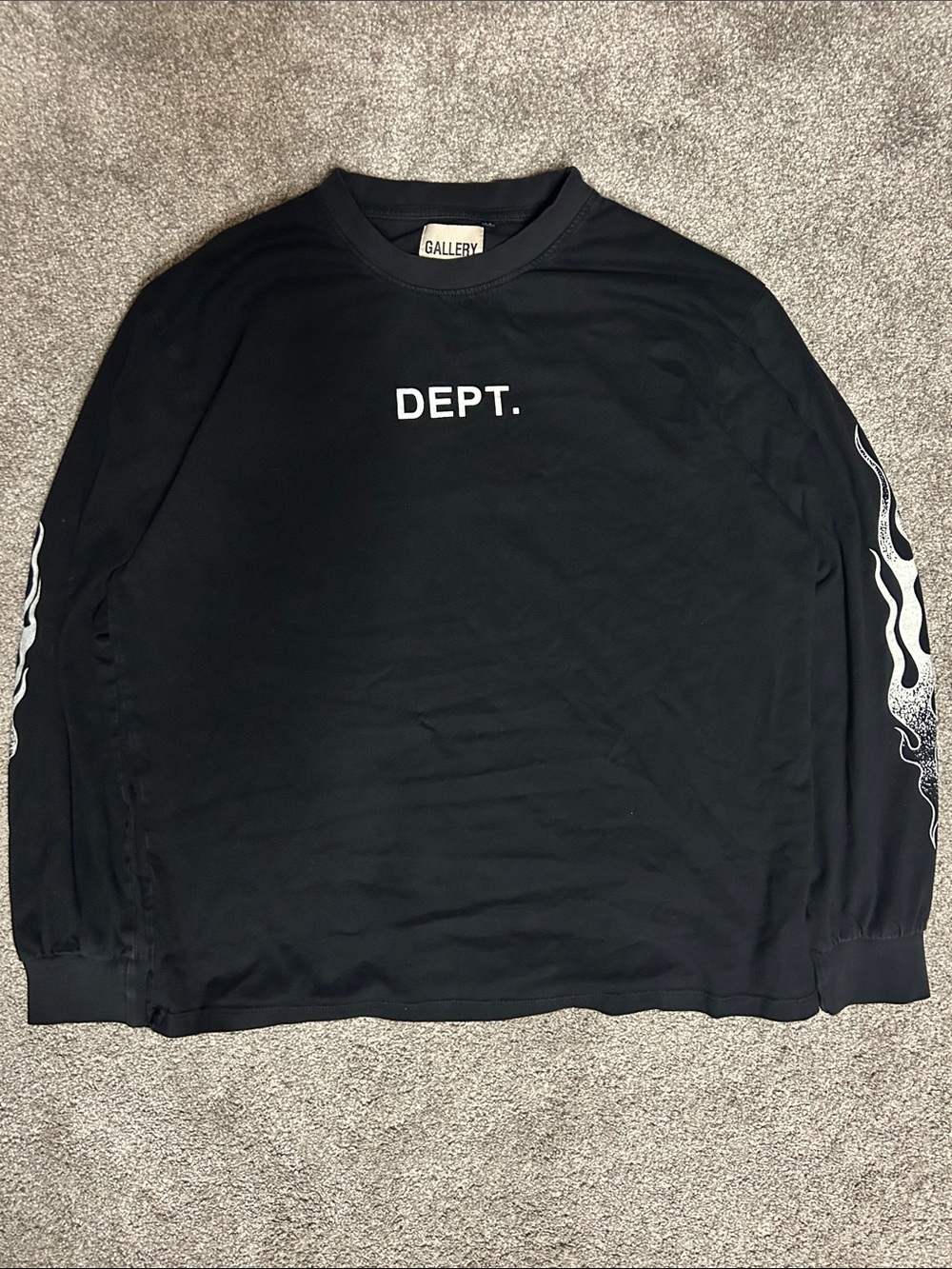 Gallery Dept Black Logo Flames Long Sleeve Shirt